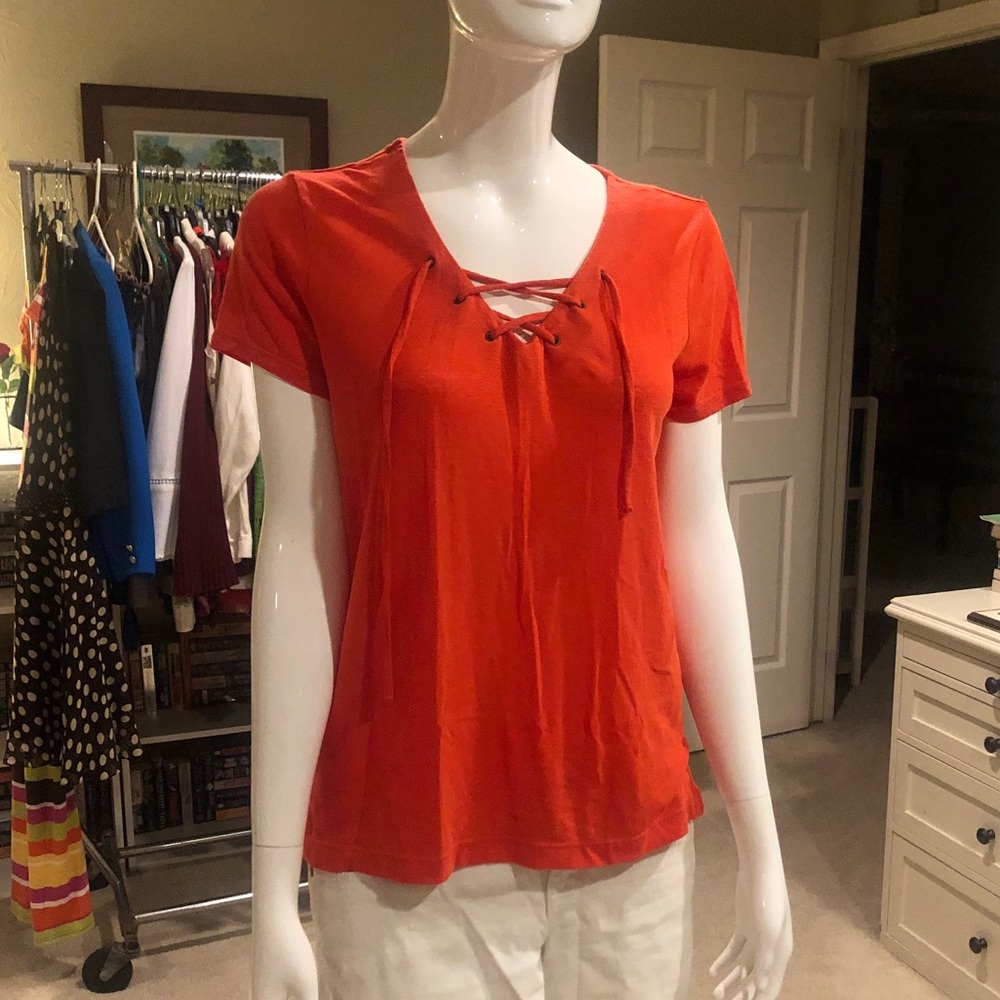Bright Orange Old Navy Crisscross Blouse
